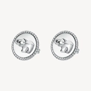 Good Luck Chakra Silver Elephant Stud Earrings